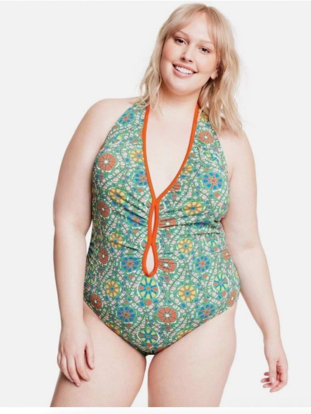Rhode x Target Zinnia Floral Halter High-Leg Cheeky One Piece Swimsuit